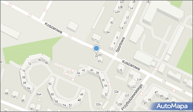 Wrocław, Koszarowa, 12, mapa Wrocławia