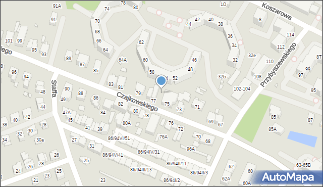 Wrocław, Koszarowa, 52a, mapa Wrocławia