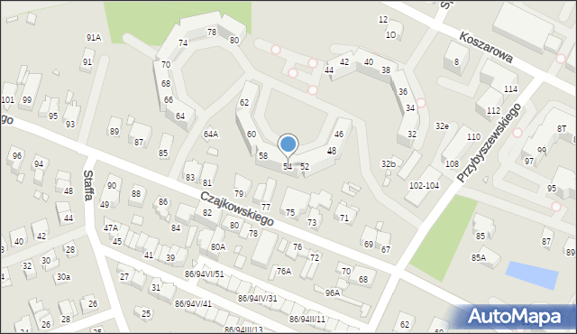 Wrocław, Koszarowa, 54, mapa Wrocławia