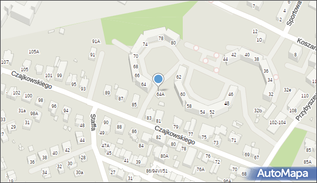 Wrocław, Koszarowa, 64A, mapa Wrocławia