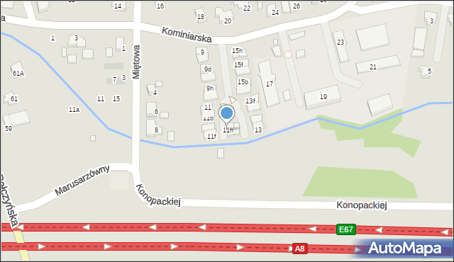 Wrocław, Kominiarska, 11h, mapa Wrocławia