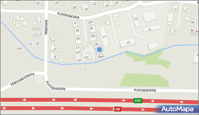 Wrocław, Kominiarska, 13, mapa Wrocławia