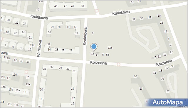 Wrocław, Korzenna, 1b, mapa Wrocławia