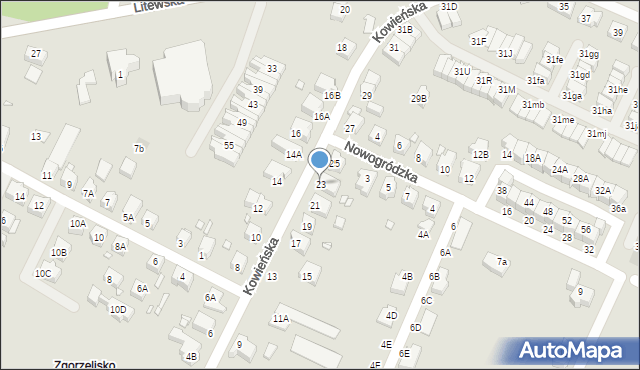 Wrocław, Kowieńska, 23, mapa Wrocławia