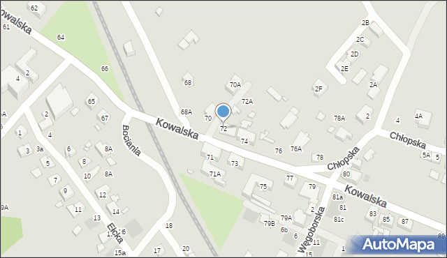 Wrocław, Kowalska, 72, mapa Wrocławia