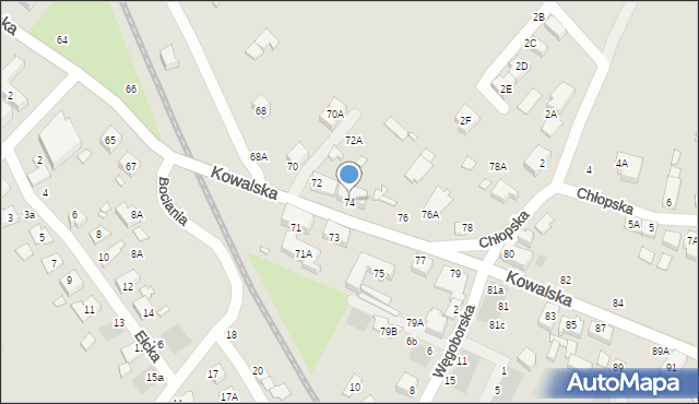 Wrocław, Kowalska, 74, mapa Wrocławia