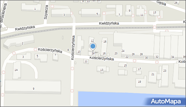 Wrocław, Kościerzyńska, 14, mapa Wrocławia