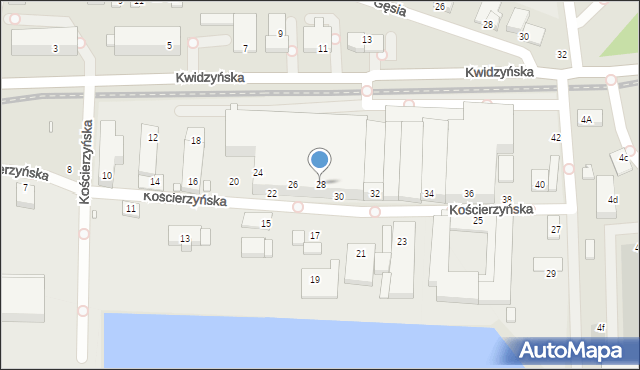 Wrocław, Kościerzyńska, 28, mapa Wrocławia