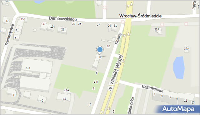 Wrocław, Kosiby Aleksandra, 8, mapa Wrocławia