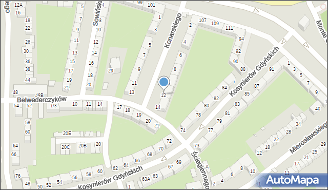 Wrocław, Konarskiego Szymona, 12, mapa Wrocławia