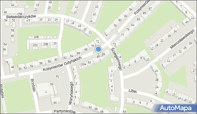 Wrocław, Kosynierów Gdyńskich, 67, mapa Wrocławia