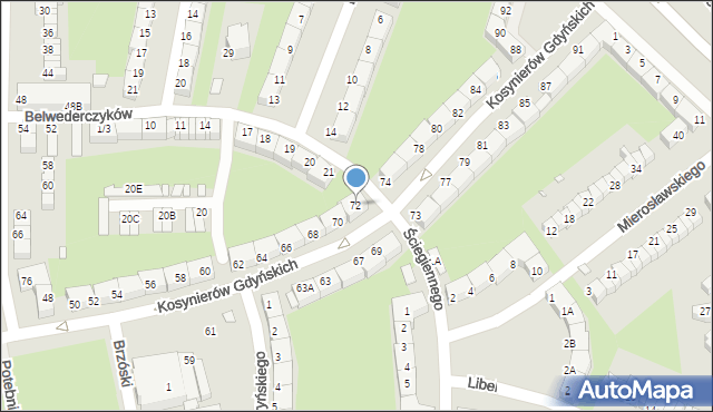 Wrocław, Kosynierów Gdyńskich, 72, mapa Wrocławia