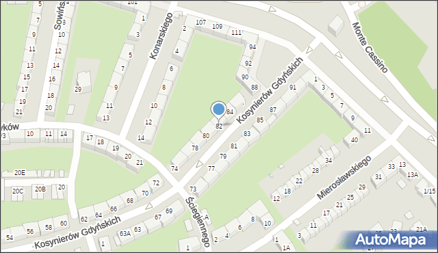 Wrocław, Kosynierów Gdyńskich, 82, mapa Wrocławia