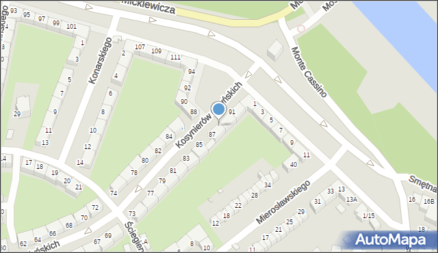 Wrocław, Kosynierów Gdyńskich, 89, mapa Wrocławia