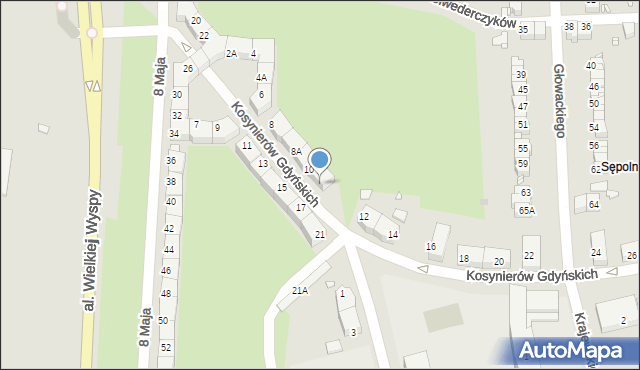 Wrocław, Kosynierów Gdyńskich, 10A, mapa Wrocławia