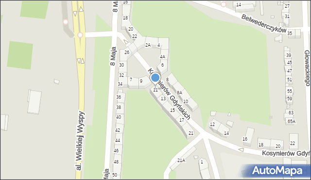 Wrocław, Kosynierów Gdyńskich, 11, mapa Wrocławia