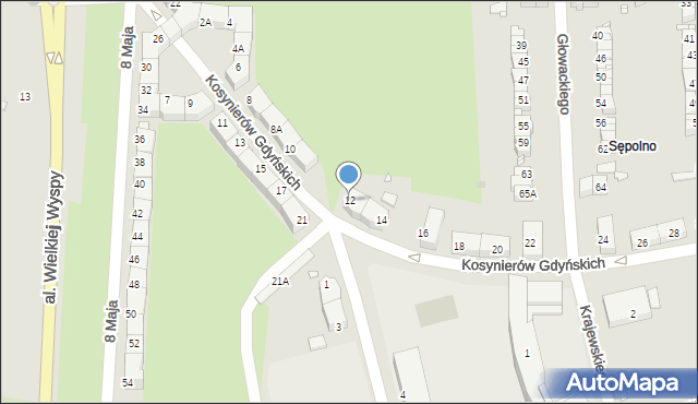 Wrocław, Kosynierów Gdyńskich, 12, mapa Wrocławia