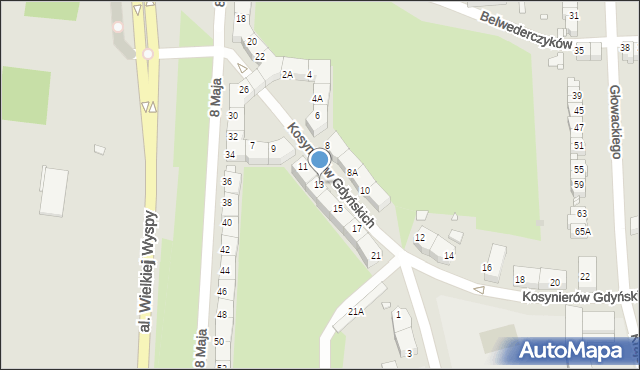 Wrocław, Kosynierów Gdyńskich, 13, mapa Wrocławia