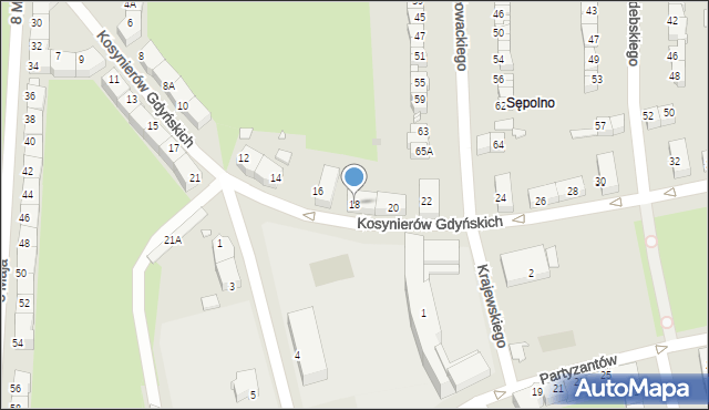 Wrocław, Kosynierów Gdyńskich, 18, mapa Wrocławia