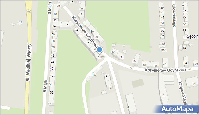 Wrocław, Kosynierów Gdyńskich, 21, mapa Wrocławia