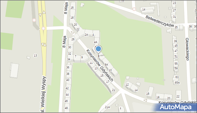 Wrocław, Kosynierów Gdyńskich, 8, mapa Wrocławia