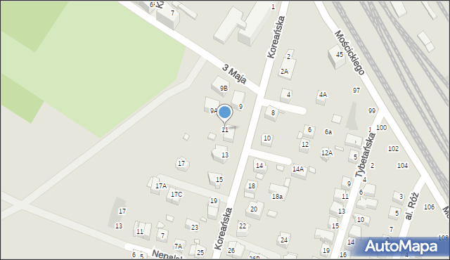 Wrocław, Koreańska, 11, mapa Wrocławia