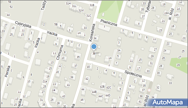 Wrocław, Koreańska, 38, mapa Wrocławia