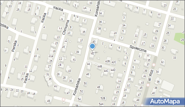 Wrocław, Koreańska, 42, mapa Wrocławia