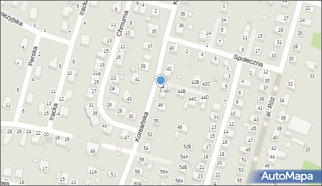 Wrocław, Koreańska, 44A, mapa Wrocławia