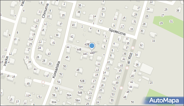 Wrocław, Koreańska, 44D, mapa Wrocławia