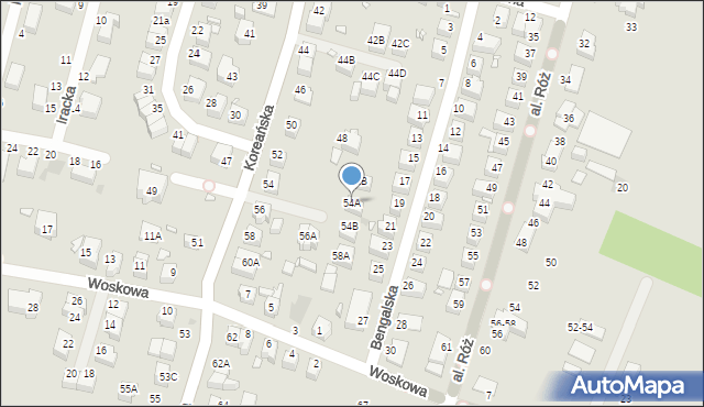 Wrocław, Koreańska, 54A, mapa Wrocławia