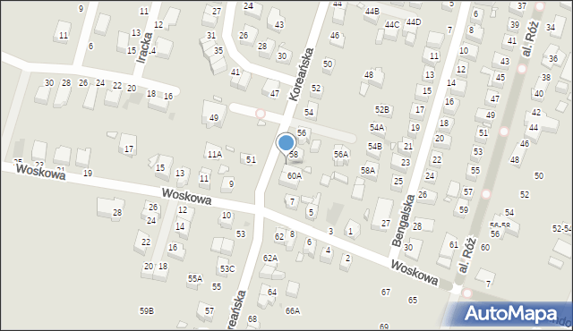 Wrocław, Koreańska, 60, mapa Wrocławia