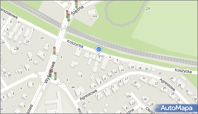 Wrocław, Koszycka, 3, mapa Wrocławia