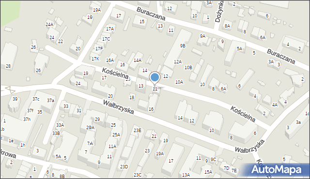 Wrocław, Kościelna, 11, mapa Wrocławia