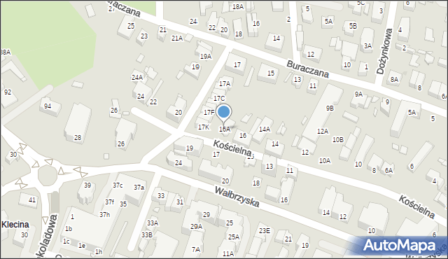 Wrocław, Kościelna, 16A, mapa Wrocławia