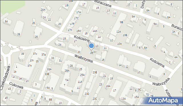 Wrocław, Kościelna, 18, mapa Wrocławia