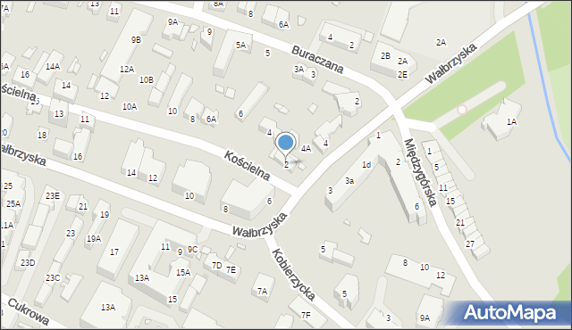 Wrocław, Kościelna, 2, mapa Wrocławia