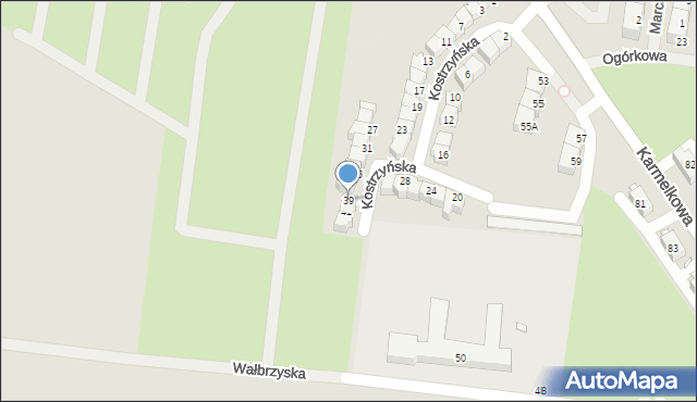 Wrocław, Kostrzyńska, 39, mapa Wrocławia