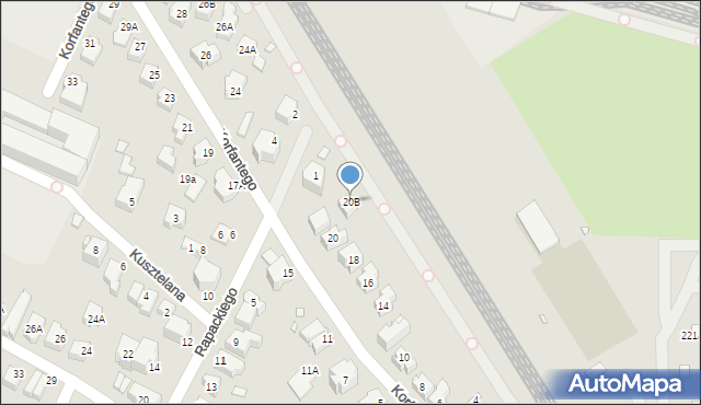 Wrocław, Korfantego Wojciecha, 20B, mapa Wrocławia