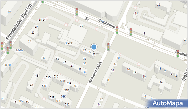 Wrocław, Komandorska, 23, mapa Wrocławia