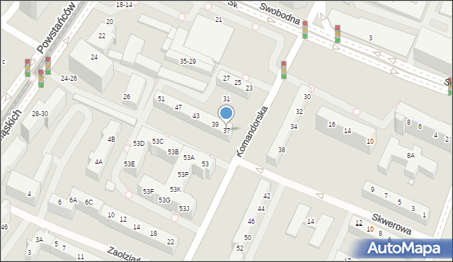 Wrocław, Komandorska, 37, mapa Wrocławia