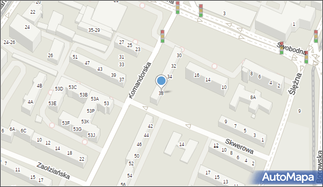 Wrocław, Komandorska, 38, mapa Wrocławia