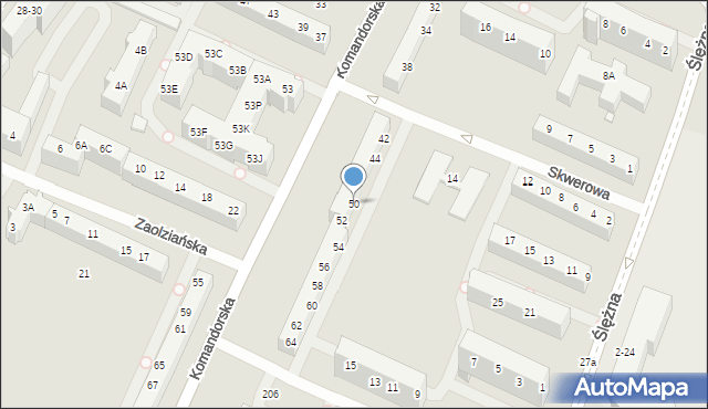 Wrocław, Komandorska, 50, mapa Wrocławia