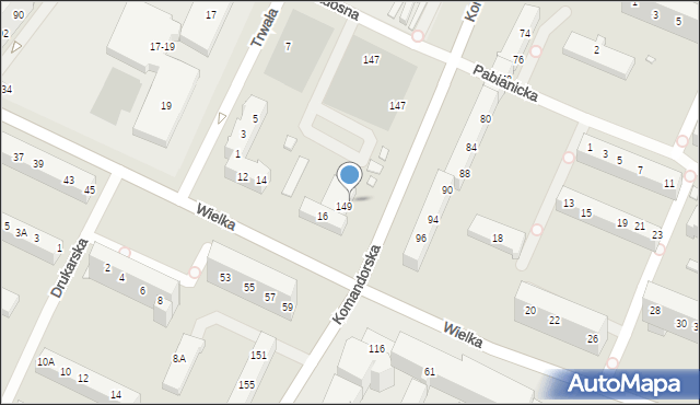 Wrocław, Komandorska, 149a, mapa Wrocławia