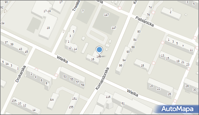 Wrocław, Komandorska, 149b, mapa Wrocławia