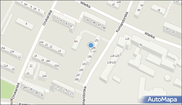 Wrocław, Komandorska, 157, mapa Wrocławia