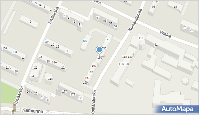 Wrocław, Komandorska, 159, mapa Wrocławia
