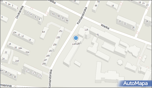 Wrocław, Komandorska, 118-120, mapa Wrocławia