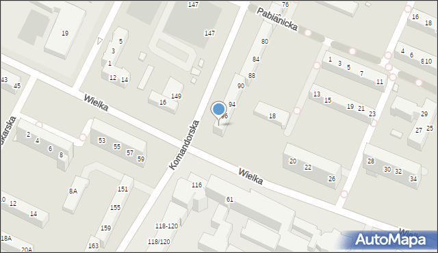 Wrocław, Komandorska, 98, mapa Wrocławia