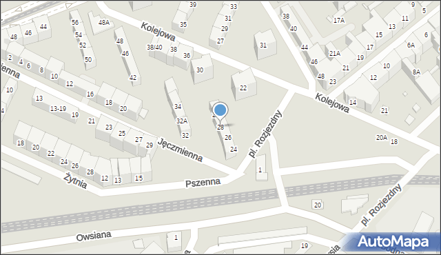 Wrocław, Kolejowa, 28, mapa Wrocławia